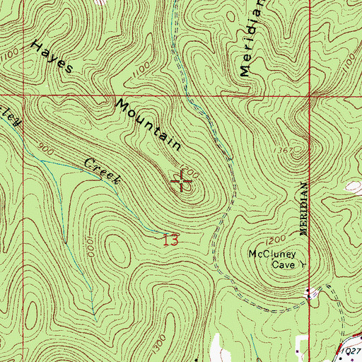Topographic Map of Hayes Mountain, AL