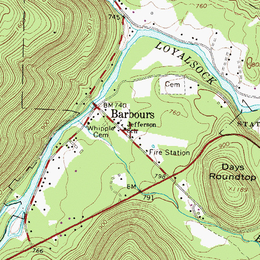 Topographic Map of Jefferson School, PA