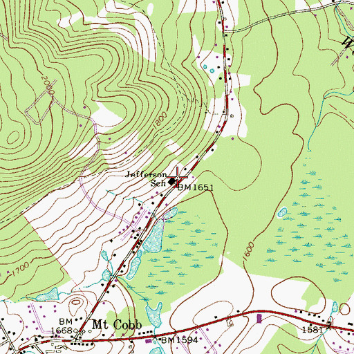 Topographic Map of Jefferson School, PA