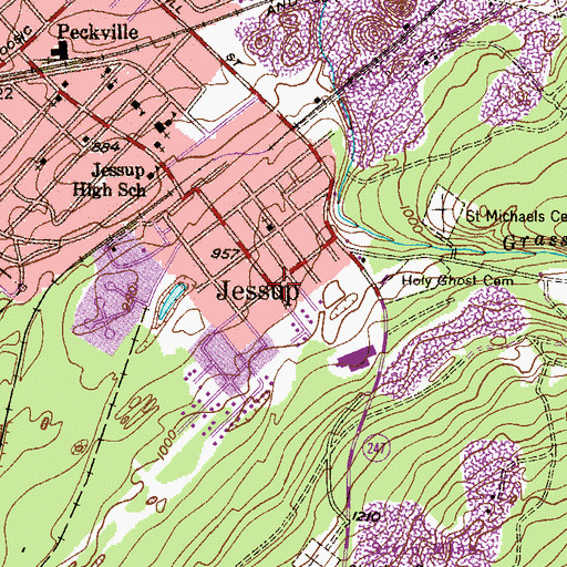 Topographic Map of Jessup, PA