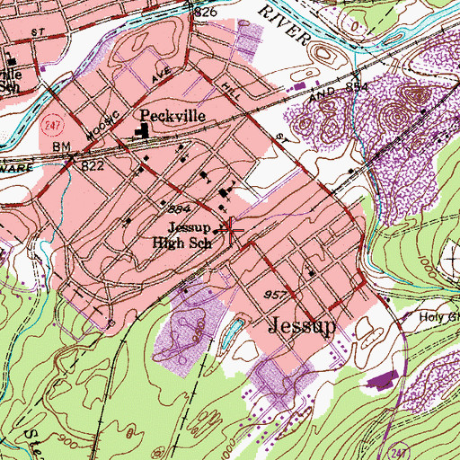 Topographic Map of Jessup High School, PA