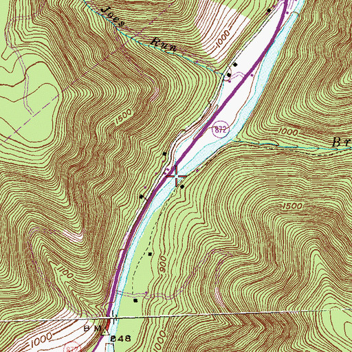 Topographic Map of Joes Run, PA