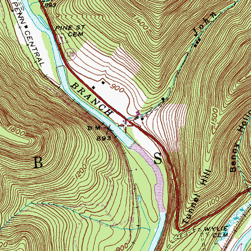 Topographic Map of John Mason Run, PA