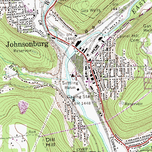 Topographic Map of Johnson Run, PA
