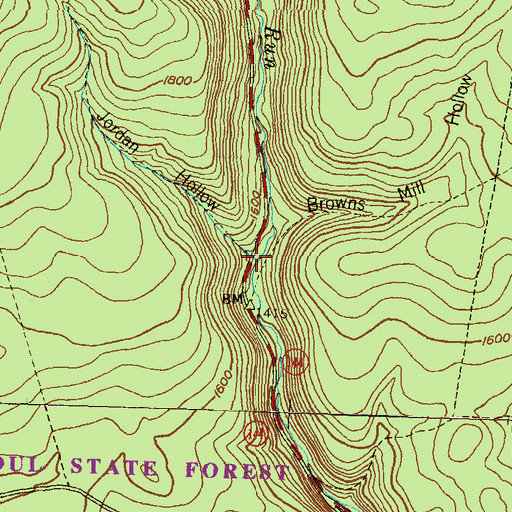Topographic Map of Jordan Hollow, PA