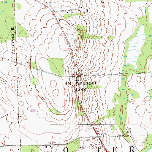 Topographic Map of Kashner, PA