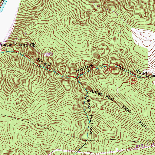 Topographic Map of Kates Hollow, PA