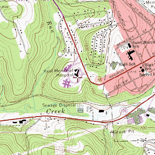 Topographic Map of Penn Highland Elk Regional Health Center, PA