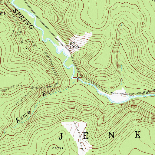 Topographic Map of Kemp Run, PA