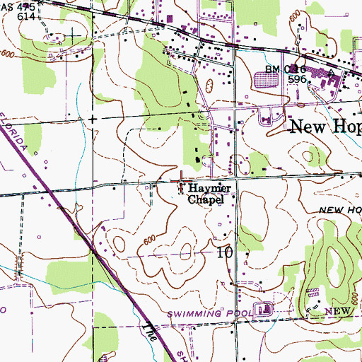 Topographic Map of Haymer Chapel, AL