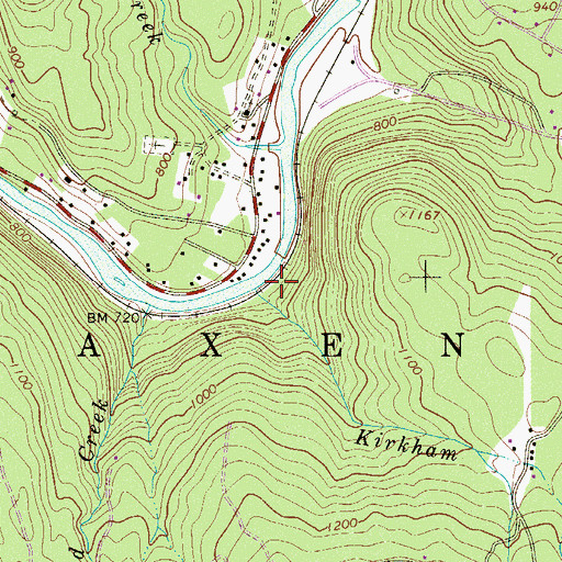 Topographic Map of Kirkham Creek, PA