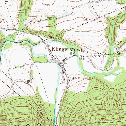 Topographic Map of Klingerstown, PA