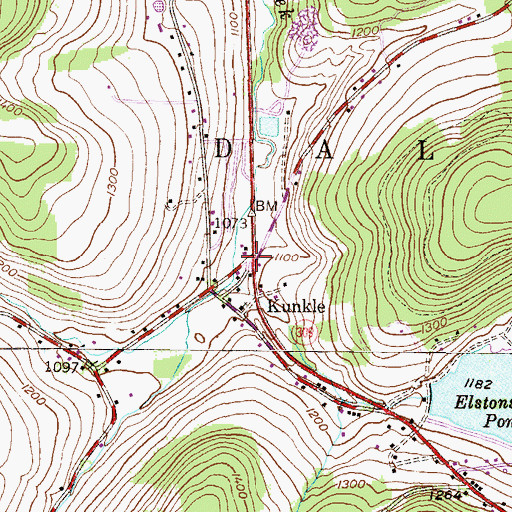 Topographic Map of Kunkle, PA