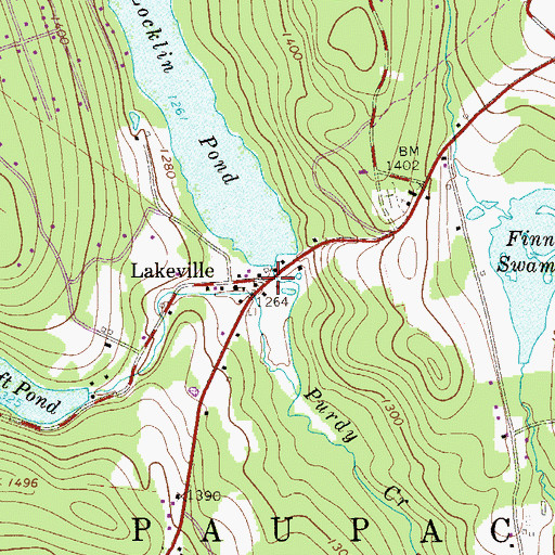 Topographic Map of Lakeville, PA