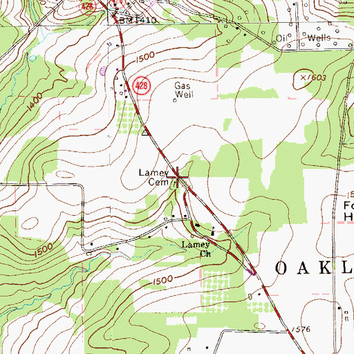 Topographic Map of Lamey Cemetery, PA