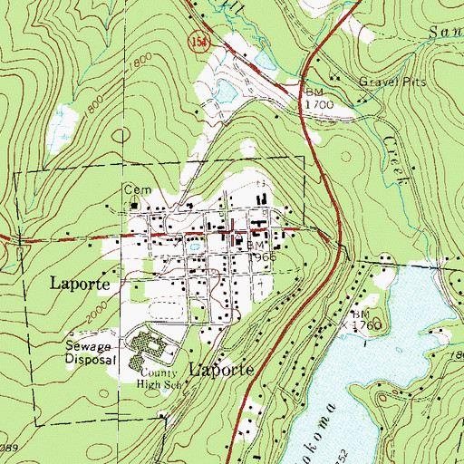 Topographic Map of Laporte, PA
