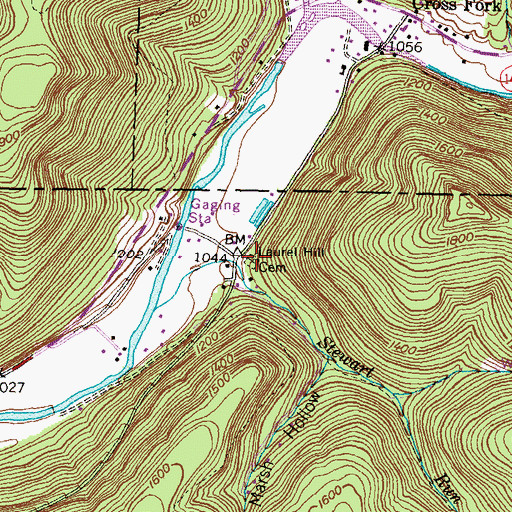 Topographic Map of Laurel Hill Cemetery, PA