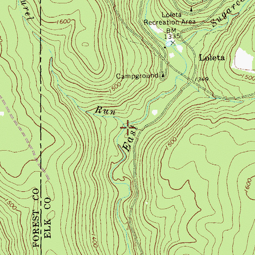 Topographic Map of Laurel Run, PA