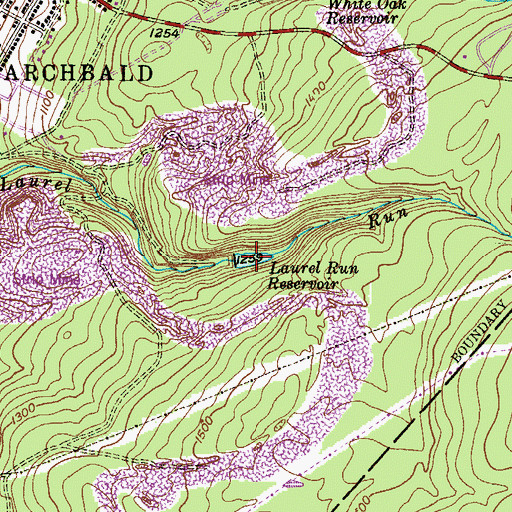 Topographic Map of Laurel Run Reservoir, PA