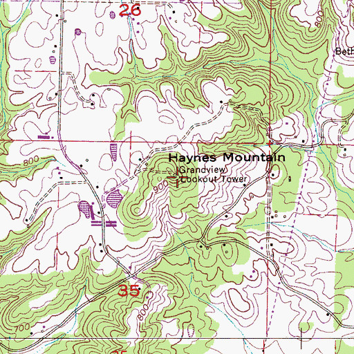 Topographic Map of Haynes Mountain, AL