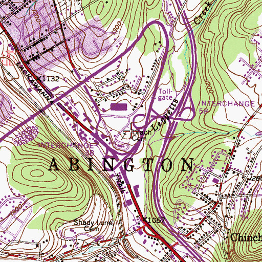 Topographic Map of Leach Cemetery, PA