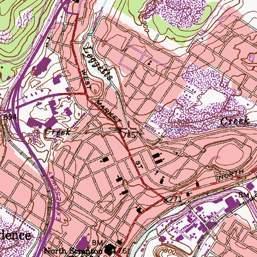 Topographic Map of Leach Creek, PA