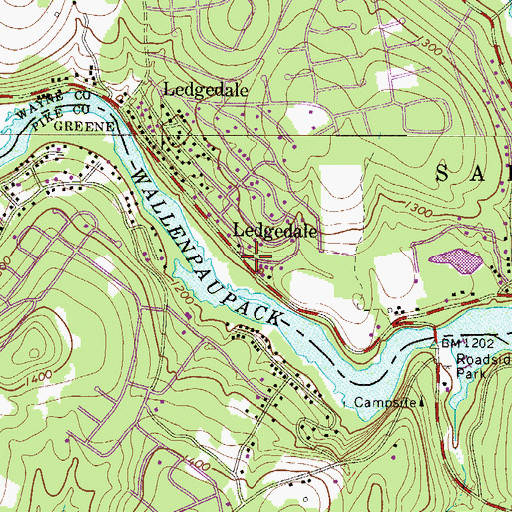 Topographic Map of Ledgedale, PA