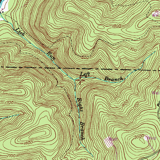 Topographic Map of Left Branch Lieb Run, PA