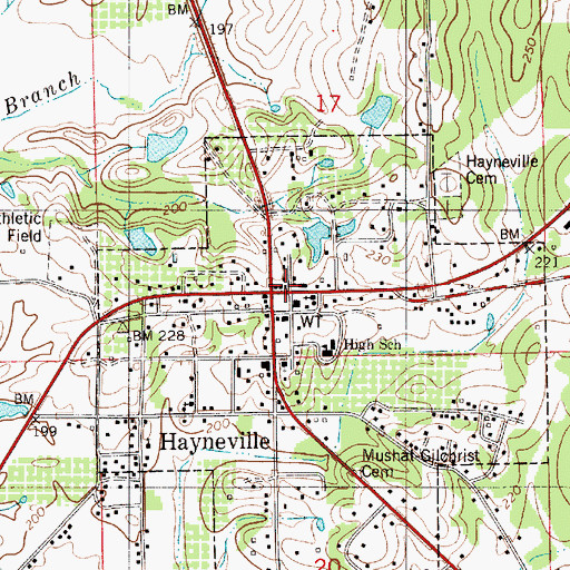 Topographic Map of Hayneville, AL