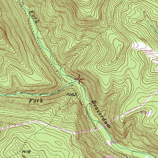 Topographic Map of Left Fork Beaverdam Run, PA