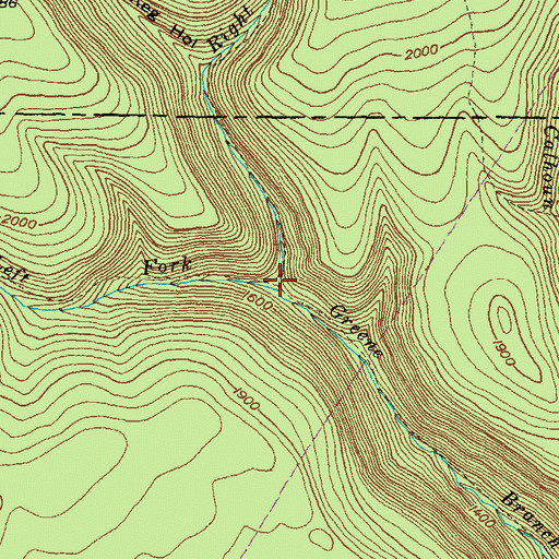 Topographic Map of Left Fork Green Branch, PA