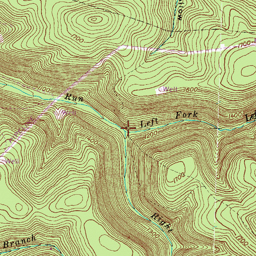 Topographic Map of Left Fork Hevner Run, PA