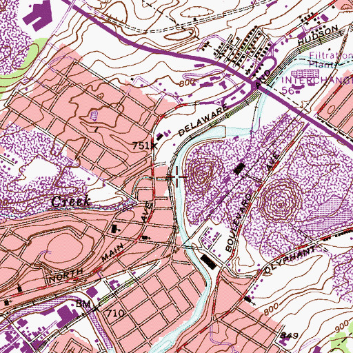 Topographic Map of Leggetts Creek, PA