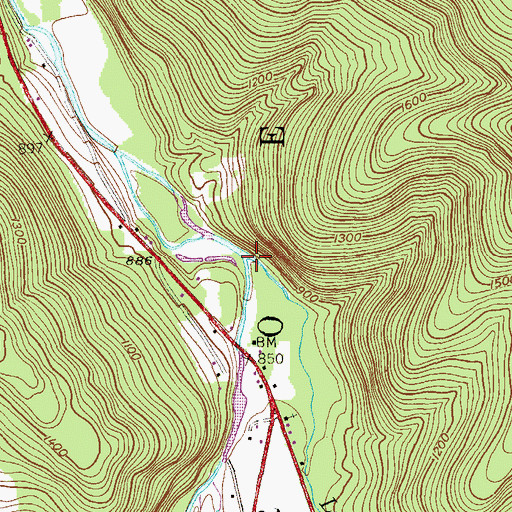 Topographic Map of Leonard Creek, PA