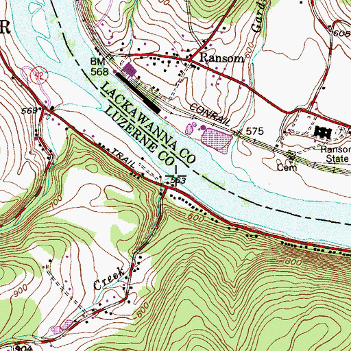 Topographic Map of Lewis Creek, PA