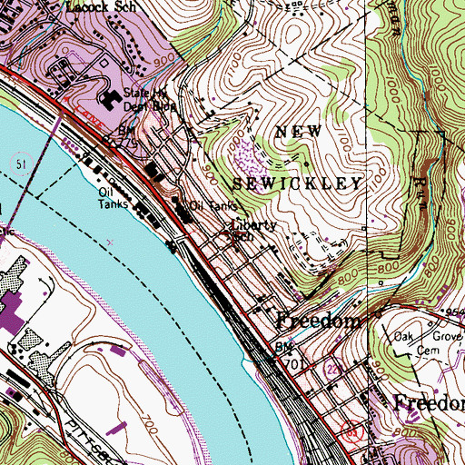 Topographic Map of Liberty School, PA