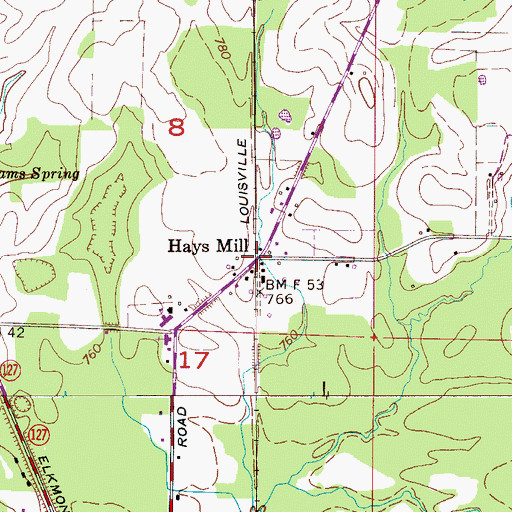 Topographic Map of Hays Mill, AL