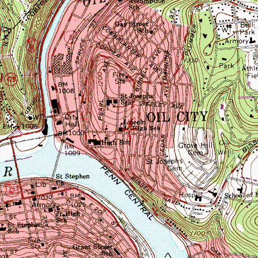 Topographic Map of Lincoln Junior High School, PA
