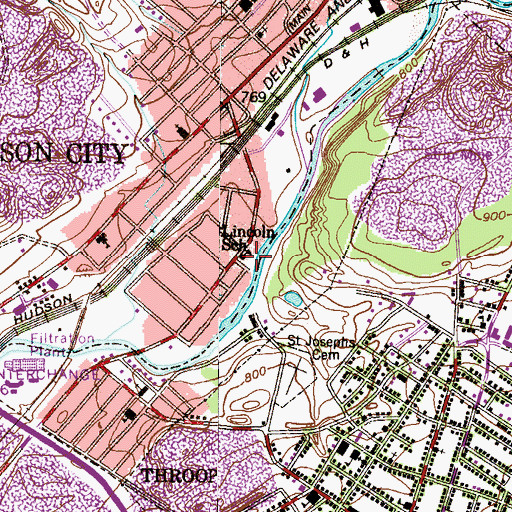 Topographic Map of Lincoln School, PA