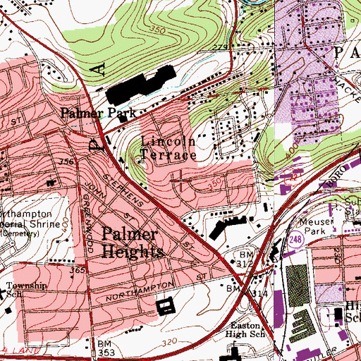 Topographic Map of Lincoln Terrace, PA