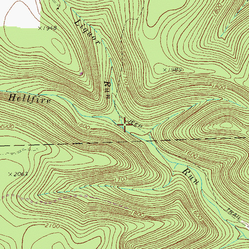 Topographic Map of Lecker Run, PA