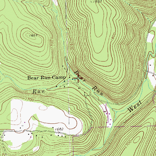 Topographic Map of Little Bear Run, PA