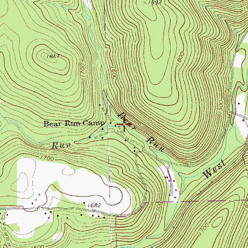Topographic Map of Little Bear Run, PA