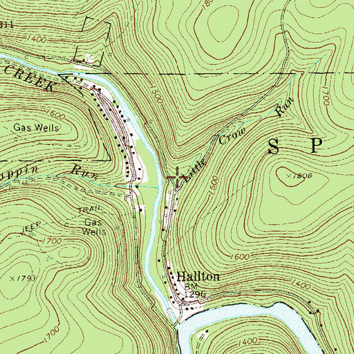 Topographic Map of Little Crow Run, PA