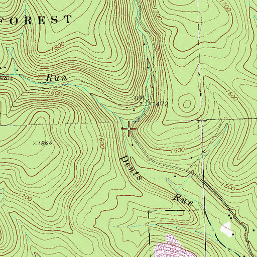 Topographic Map of Little Dents Run, PA