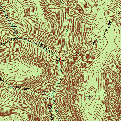 Topographic Map of Little Greenlick Run, PA