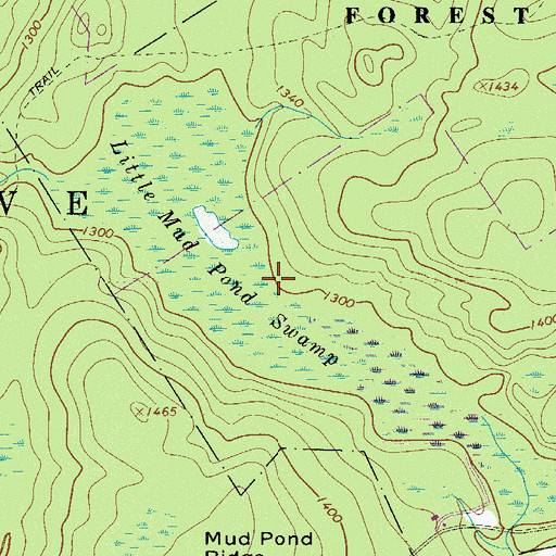 Topographic Map of Little Mud Pond Swamp, PA