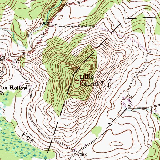 Topographic Map of Little Round Top, PA
