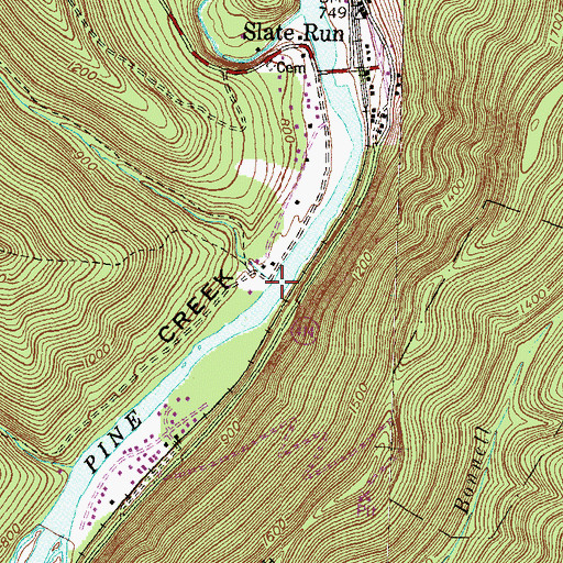 Topographic Map of Little Slate Run, PA