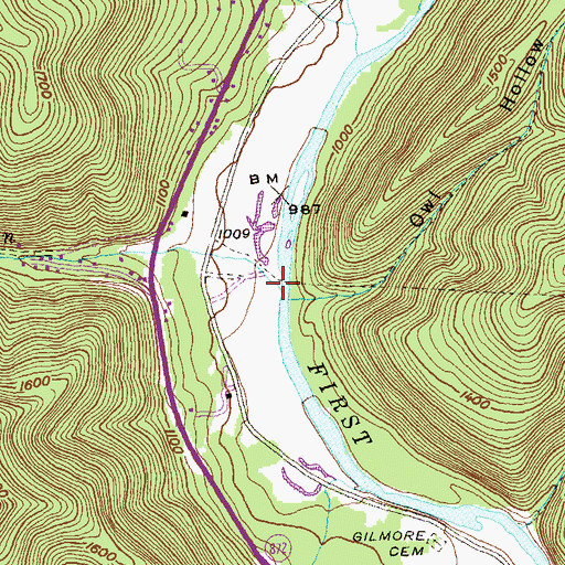 Topographic Map of Logue Run, PA
